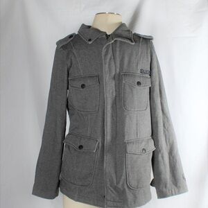 Ezekiel Gray Chevron Style Military Field Slim Cut Zip-Up Jacket